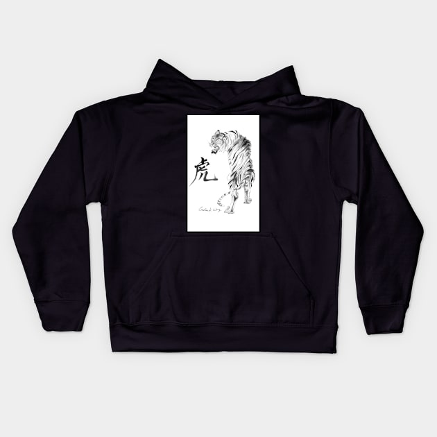 Zodiac - Tiger Kids Hoodie by Cwang